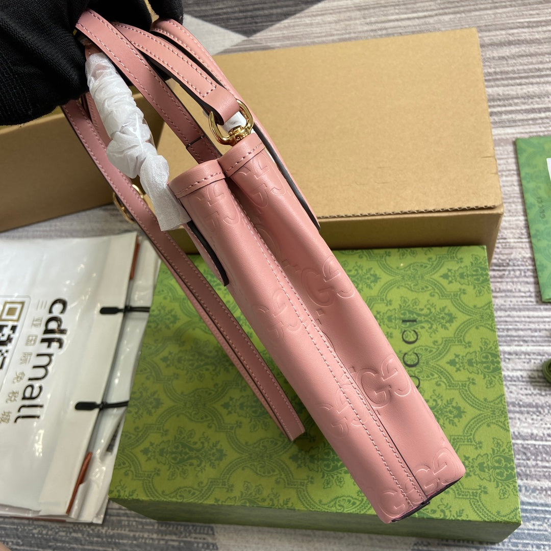 GUCCI 20 SUPER MINI BAG WITH STRAP IN LIGHT PINK CALFSKIN