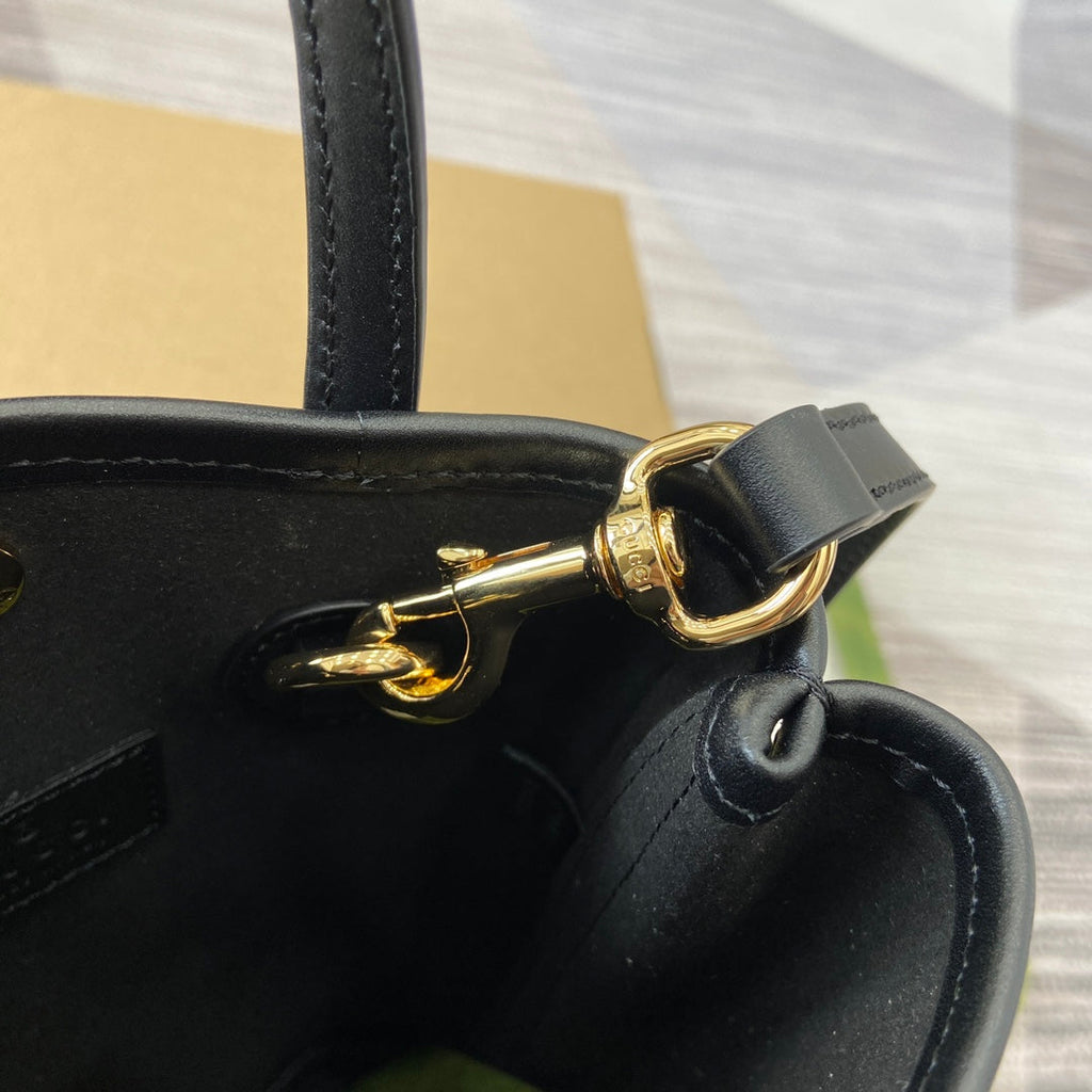 GUCCI 20 SUPER MINI BAG WITH STRAP IN BLACK CALFSKIN