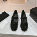 CHANEL mary jane flat black patent calfskin