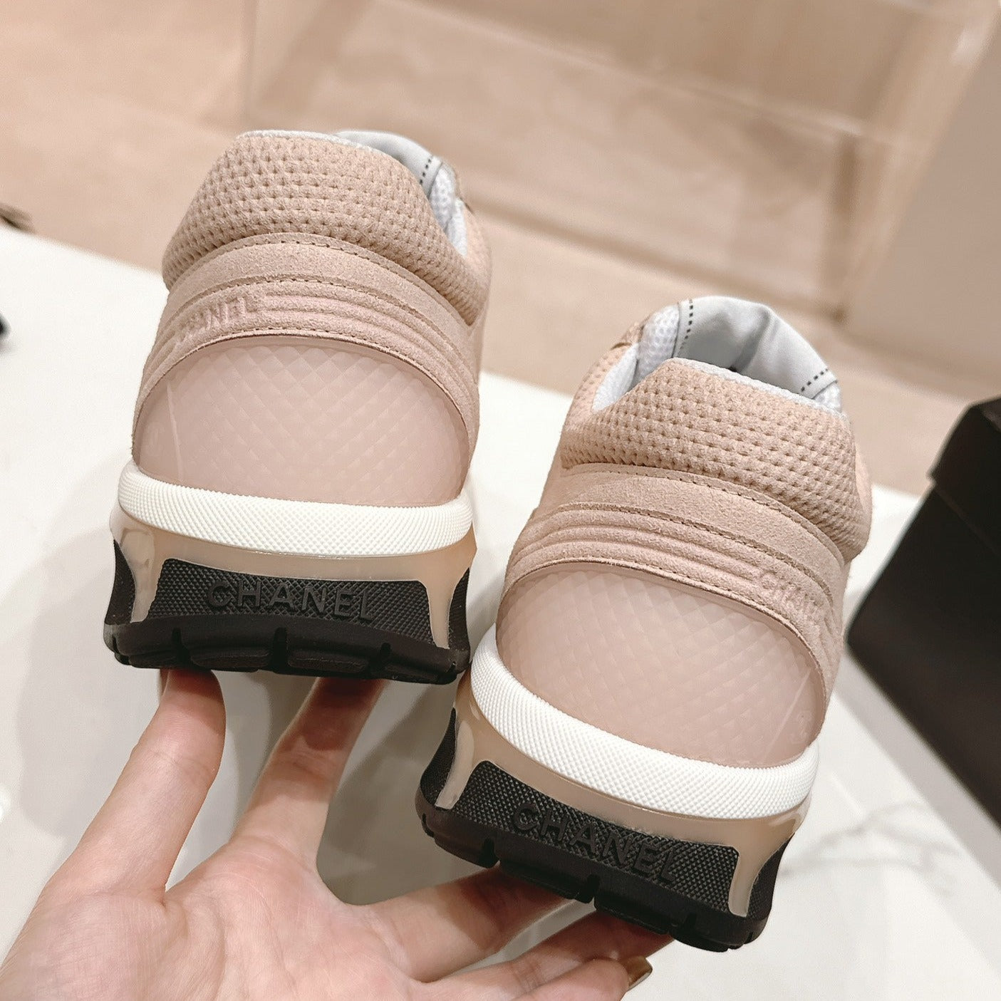 CHANEL Pale Pink Sneaker Breathable mesh