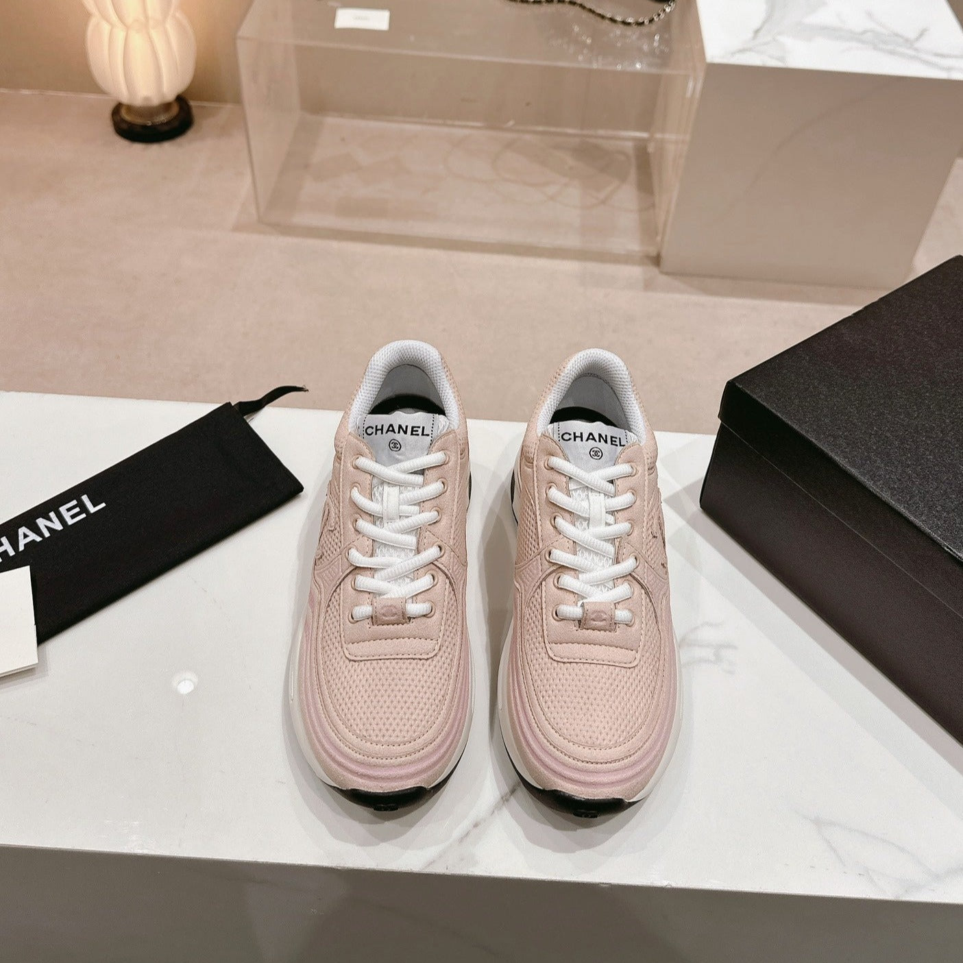 CHANEL Pale Pink Sneaker Breathable mesh