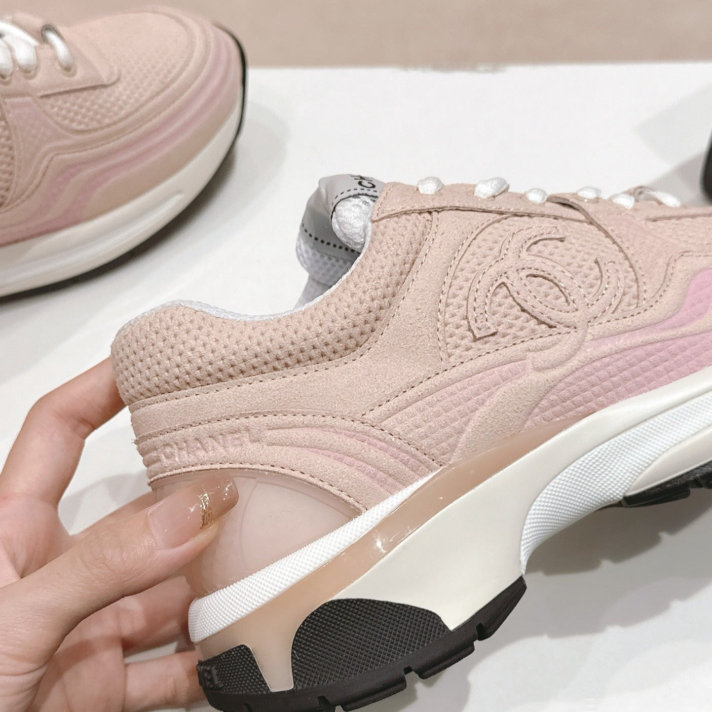 CHANEL Pale Pink Sneaker Breathable mesh