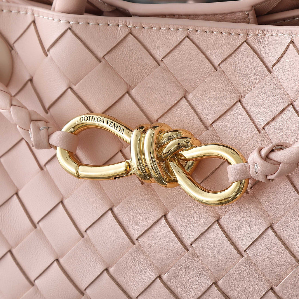 BOTTEGA VENETA SMALL ANDIAMO 25 IN LIGHT PINK LAMBSKIN