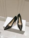 DIOR MY DD 25S POINTED TOE PUMP 50MM IN BLACK CALFSKIN