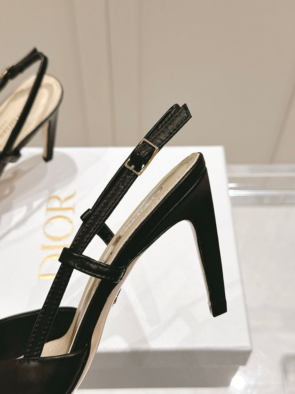 DIOR MY DD 25S SLINGBACK PUMP 50MM IN BLACK CALFSKIN