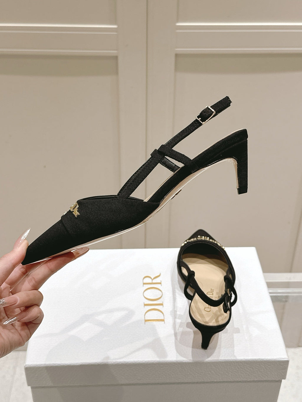 DIOR MY DD 25S SLINGBACK PUMP 50MM IN BLACK FABRIC