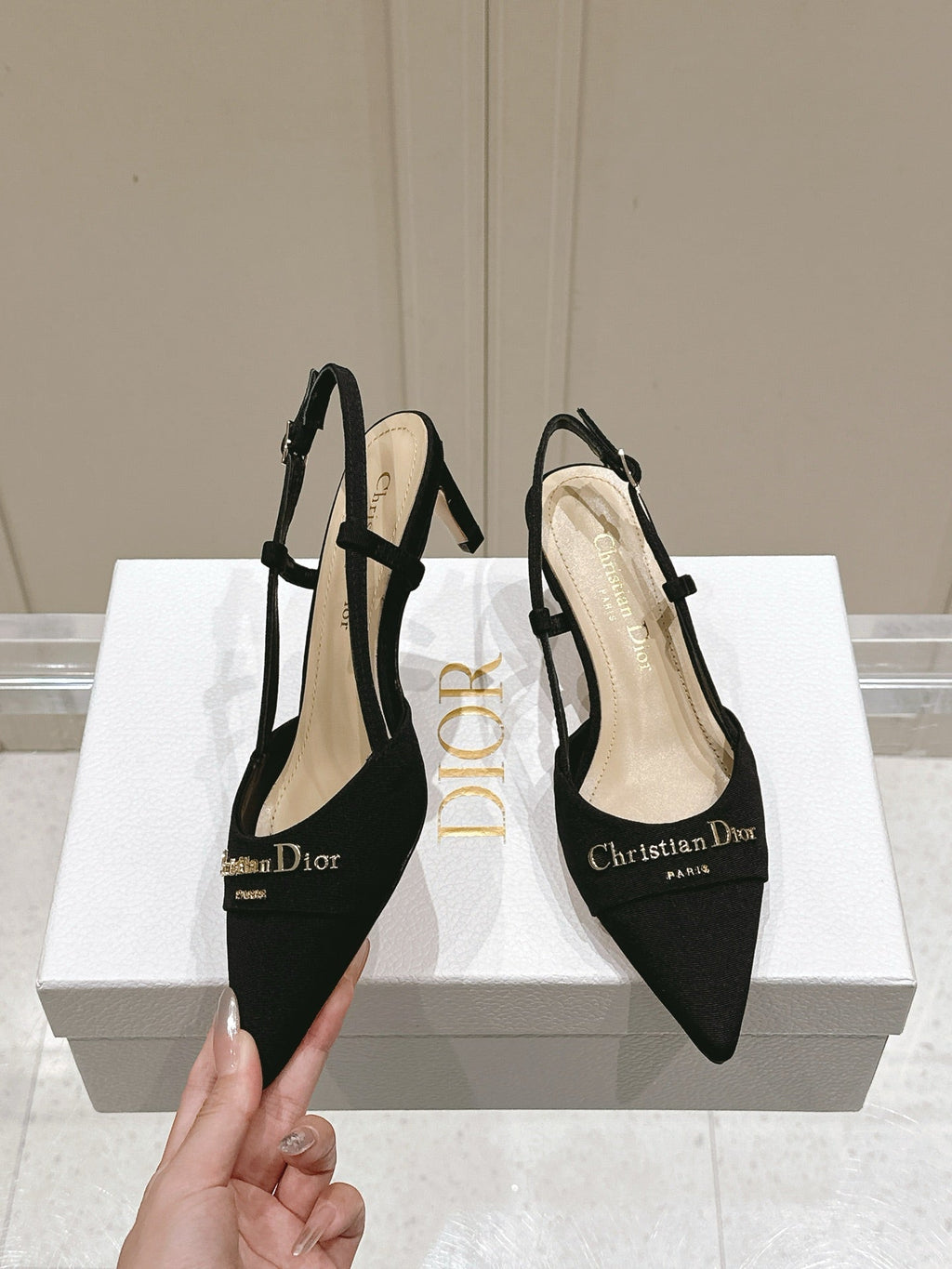 DIOR MY DD 25S SLINGBACK PUMP 50MM IN BLACK FABRIC