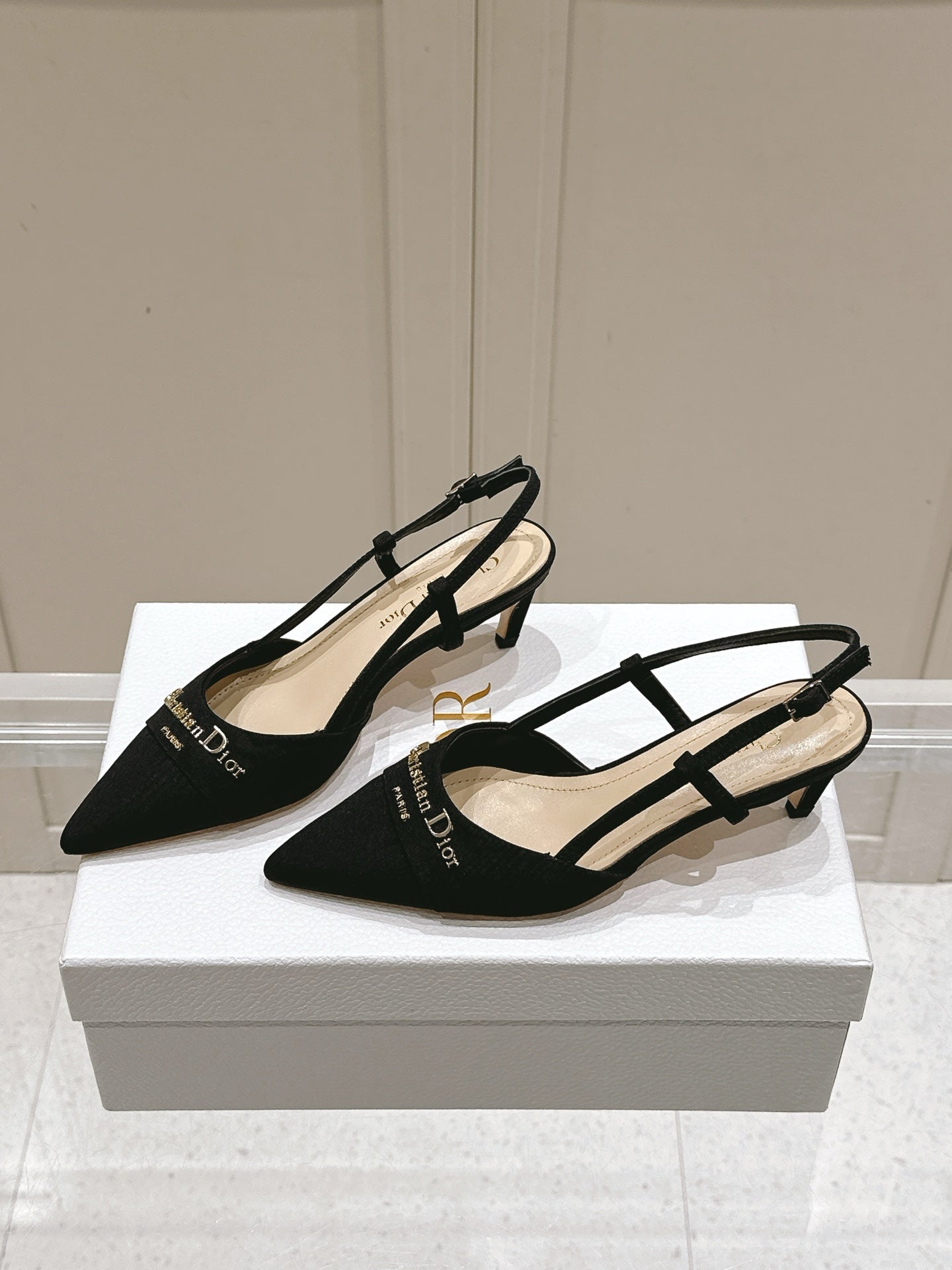 DIOR MY DD 25S SLINGBACK PUMP 50MM IN BLACK FABRIC
