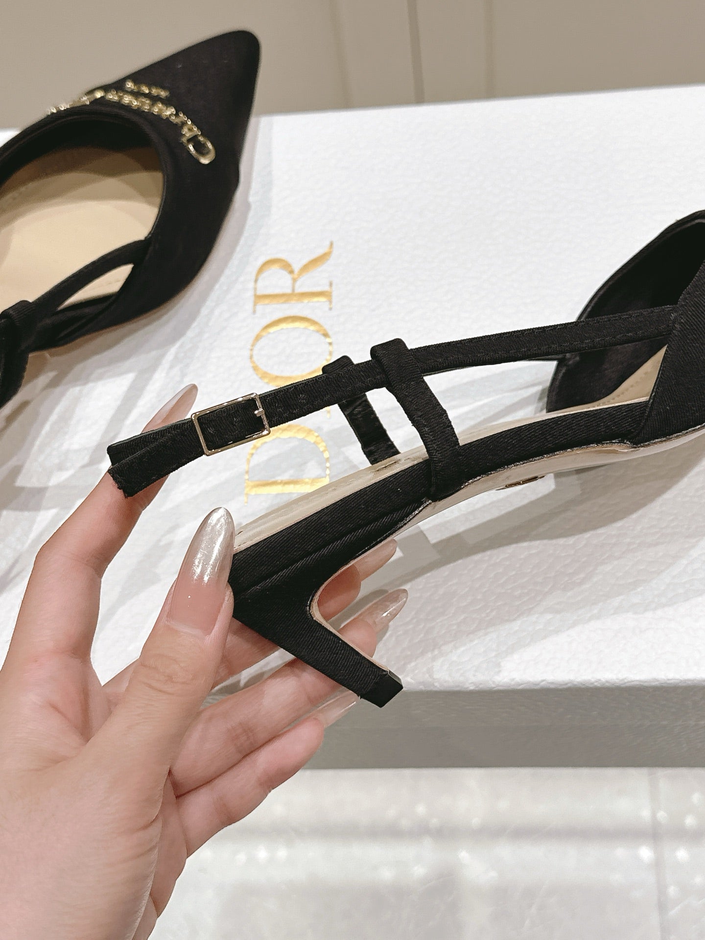 DIOR MY DD 25S SLINGBACK PUMP 50MM IN BLACK FABRIC