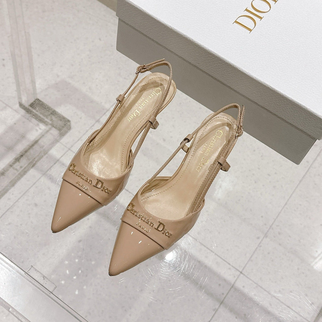 DIOR MY DD 25S SLINGBACK PUMP 50MM IN BEIGE GLOSSY CALFSKIN