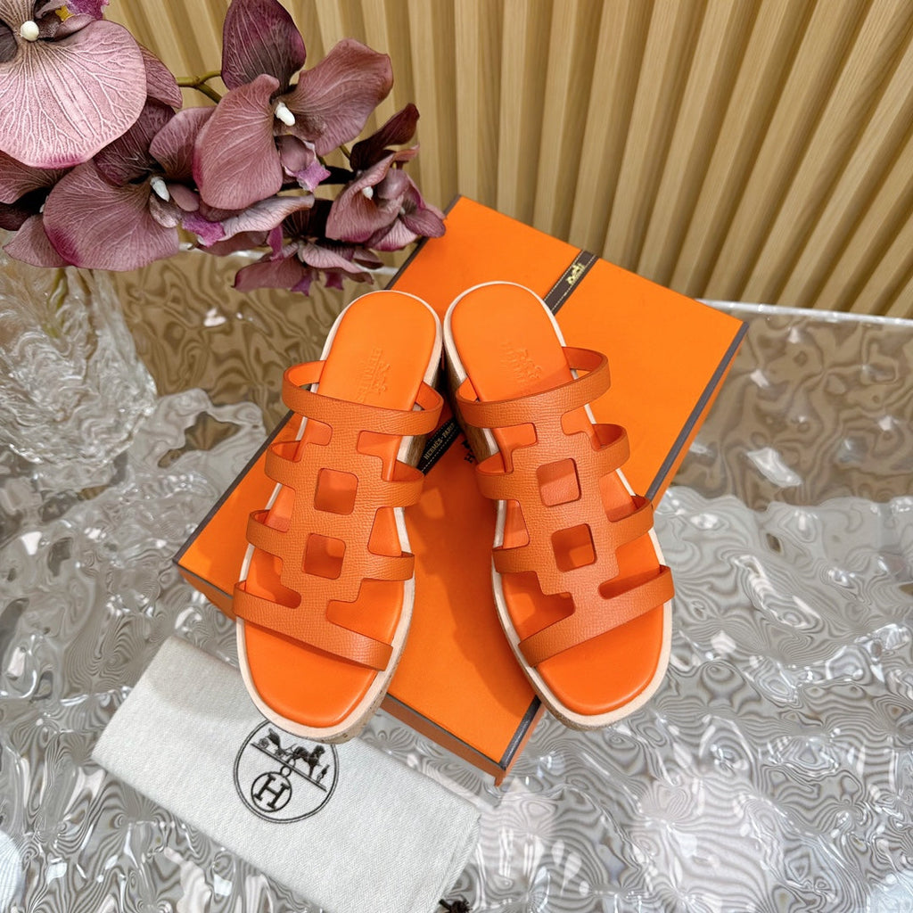HERMES ISABELLA SANDAL ORANGE CALFSKIN