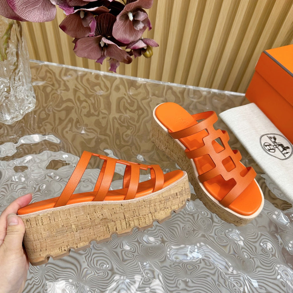 HERMES ISABELLA SANDAL ORANGE CALFSKIN
