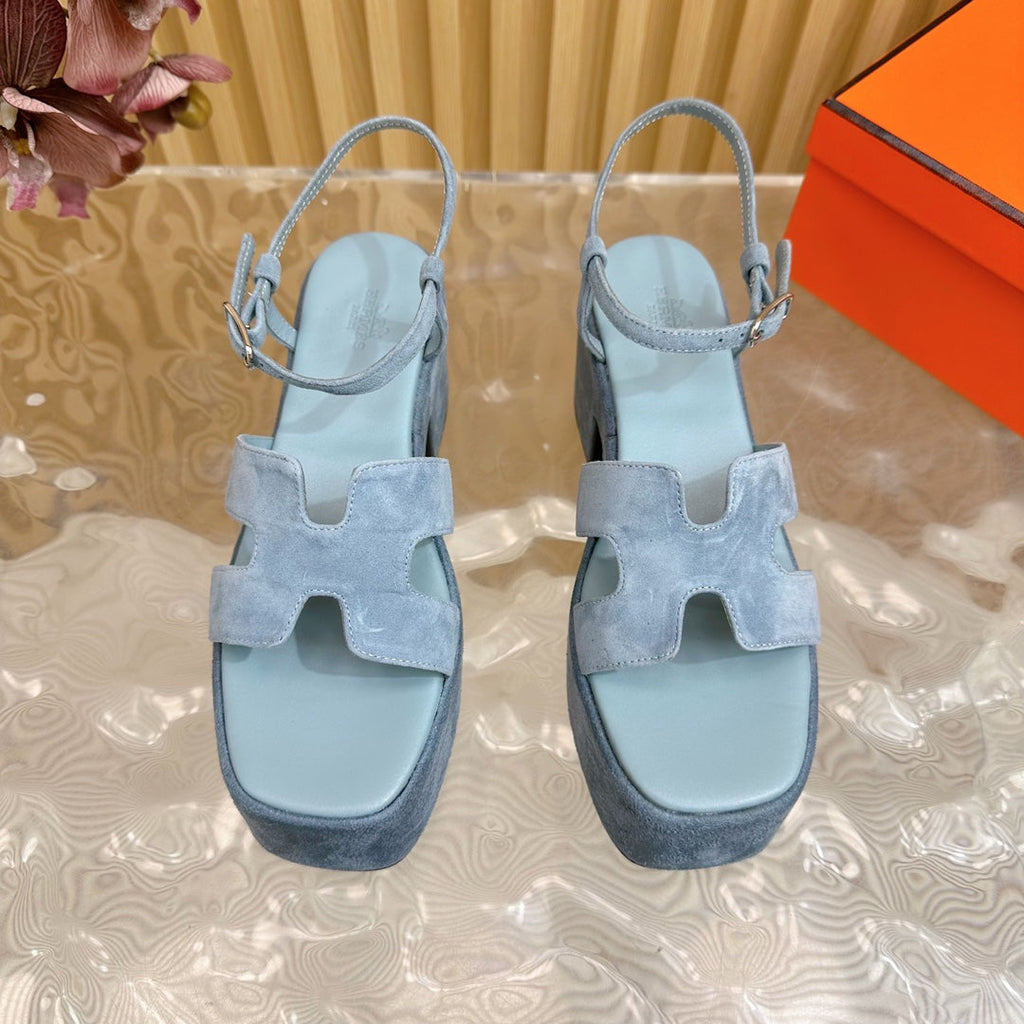 HERMES JAM 30 SANDAL IN SAPPHIRE BLUE VELVET
