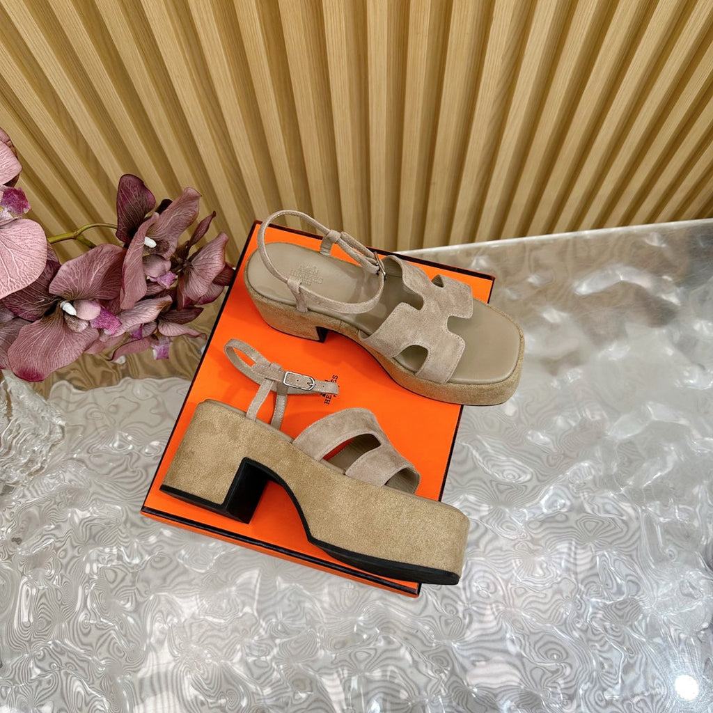 HERMES JAM 30 SANDAL IN TORTILLA BROWN VELVET
