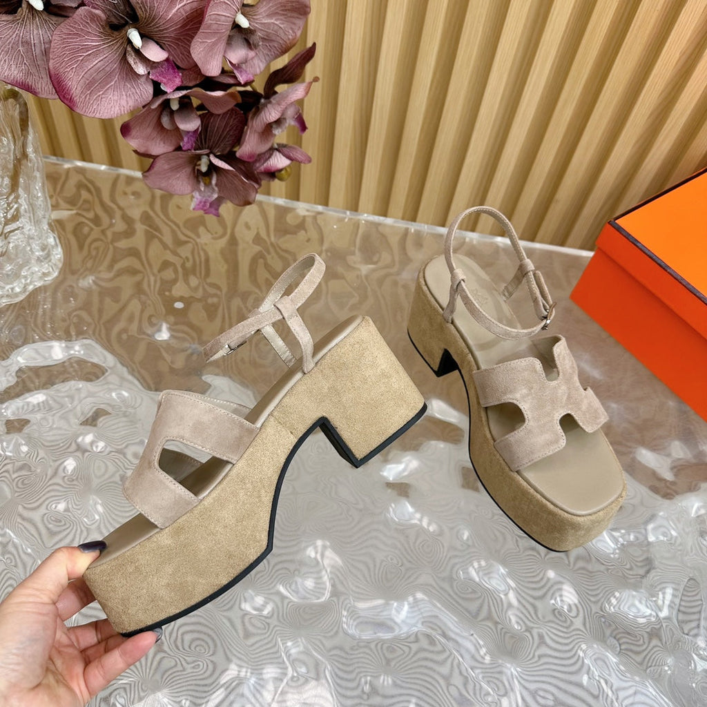HERMES JAM 30 SANDAL IN TORTILLA BROWN VELVET