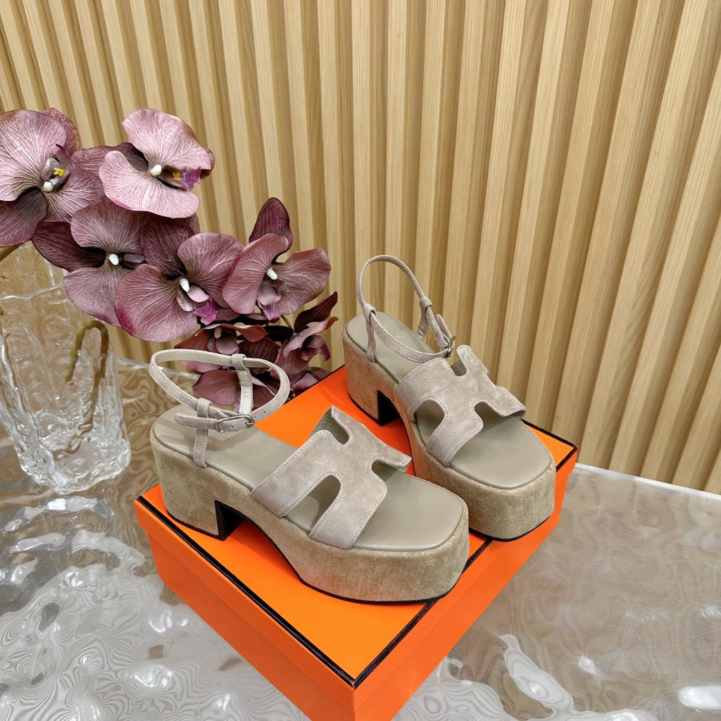 HERMES JAM 30 SANDAL IN TORTILLA BROWN VELVET