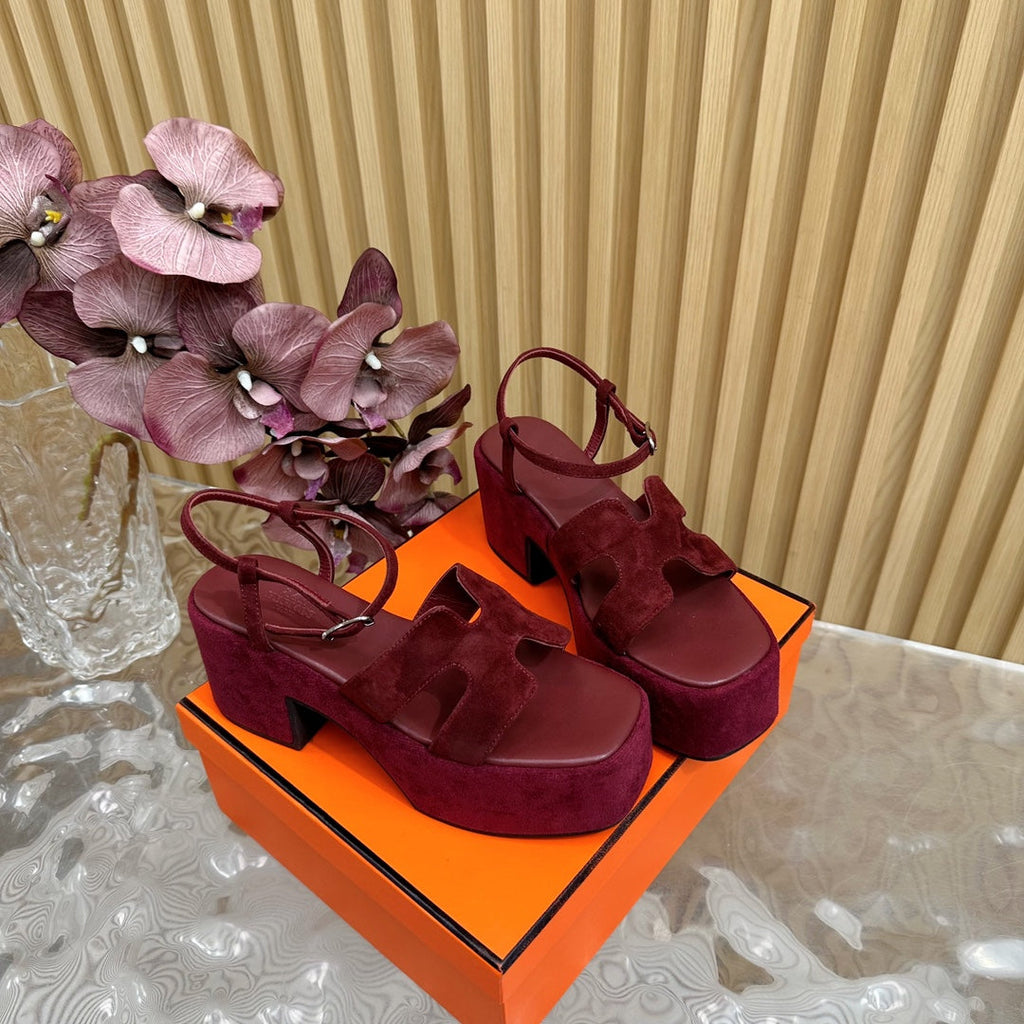 HERMES JAM 30 SANDAL IN BLOOD RED VELVET