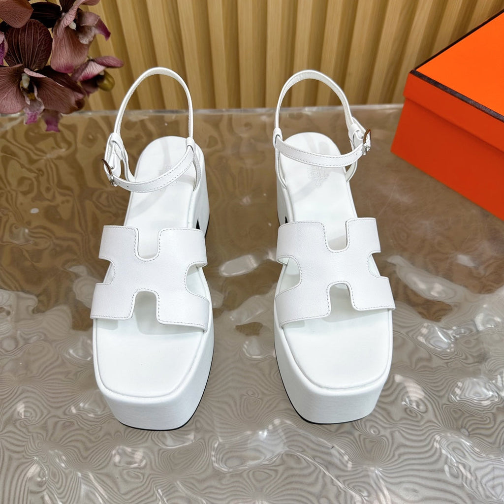 HERMES JAM 30 SANDAL IN WHITE CALFSKIN