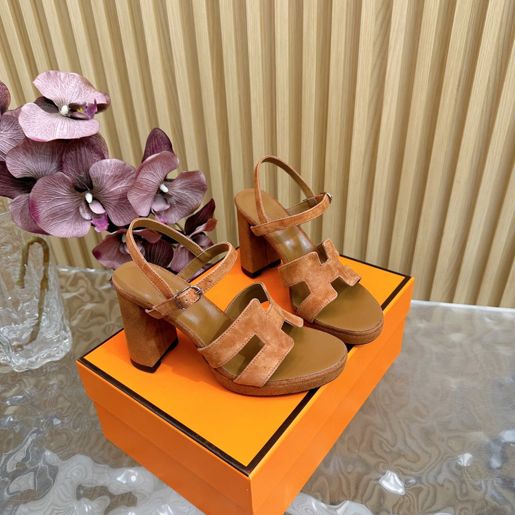 HERMES JAZZ 90 SANDAL IN BRONZE BROWN SUEDE