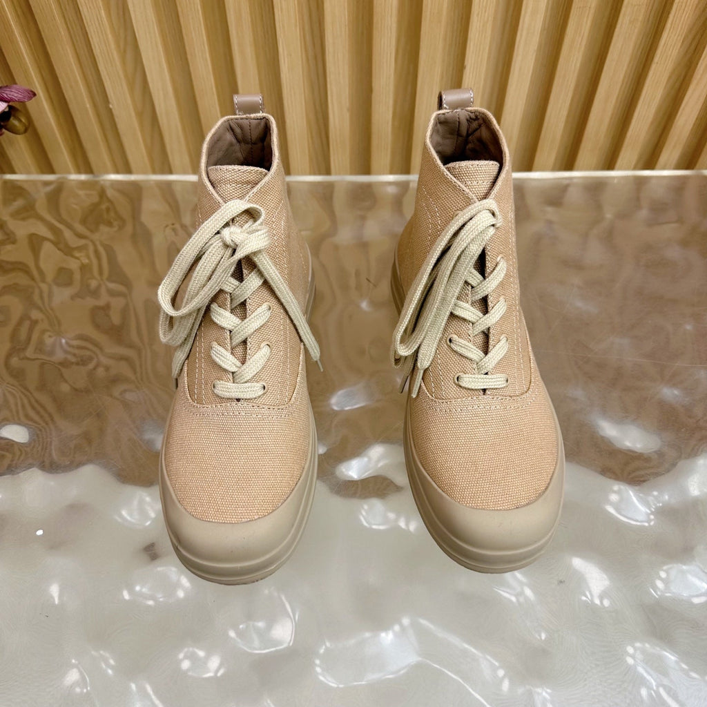 HERMES 25S KOOLER ANKLE BOOTS IN BEIGE CANVAS