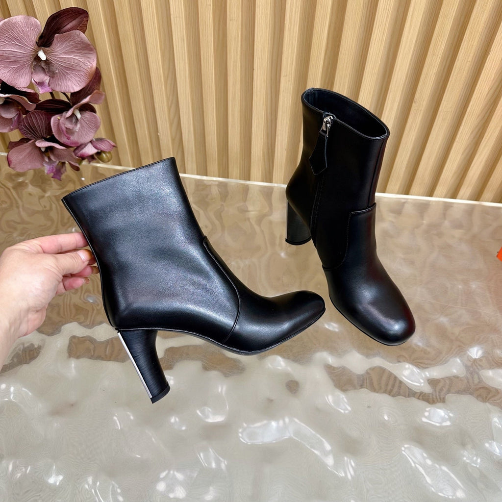 HERMES 25S ANKLE BOOTS 70 MM IN BLACK LAMBSKIN