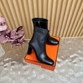 HERMES 25S ANKLE BOOTS 70 MM IN BLACK LAMBSKIN