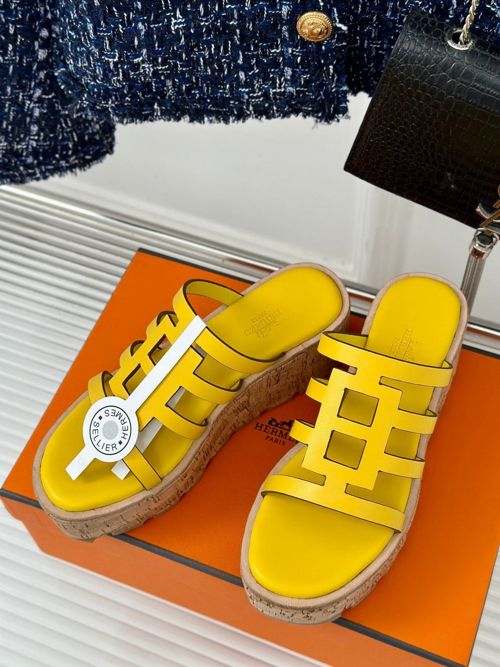 HERMES ISABELLA SANDAL LEMON CALFSKIN