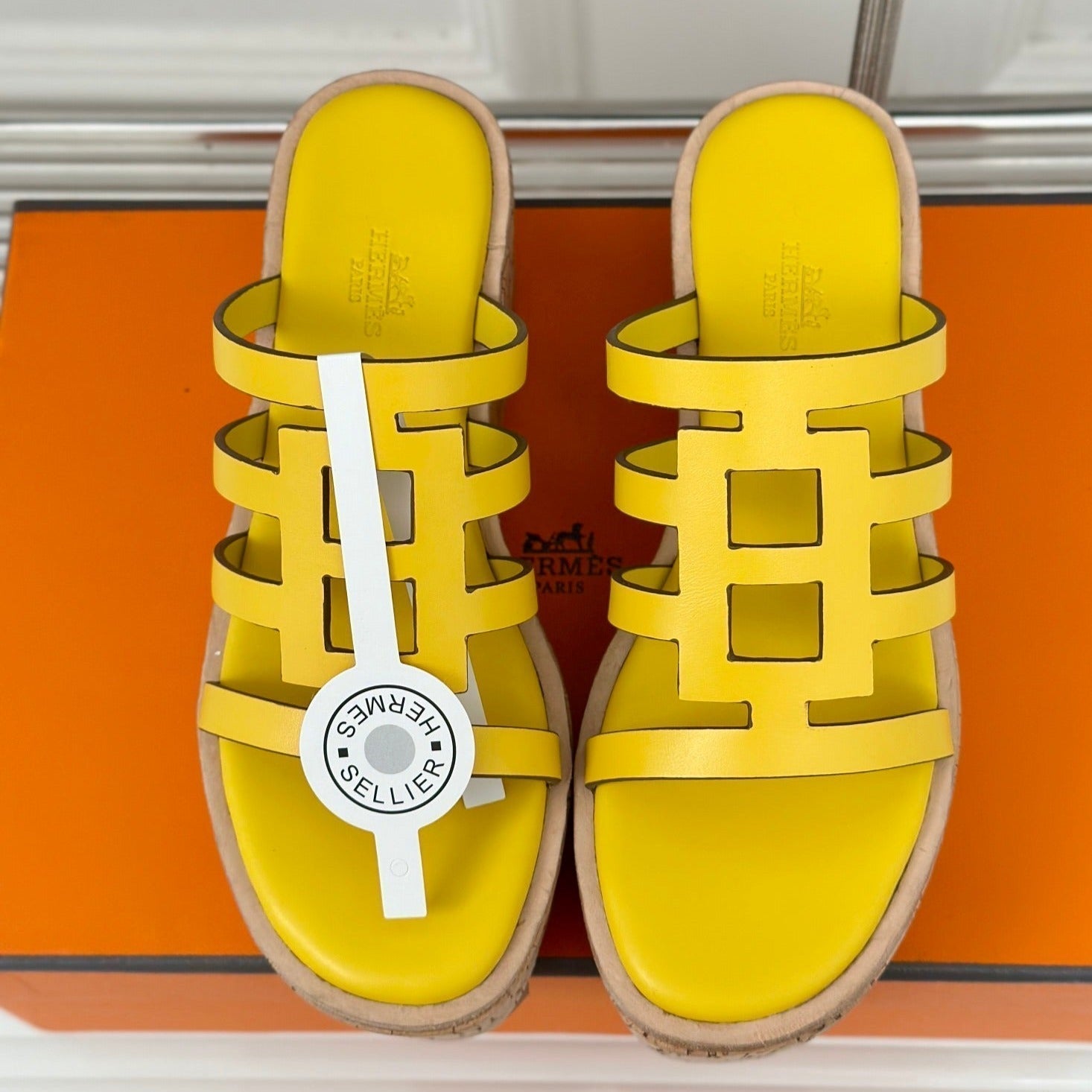 HERMES ISABELLA SANDAL LEMON CALFSKIN