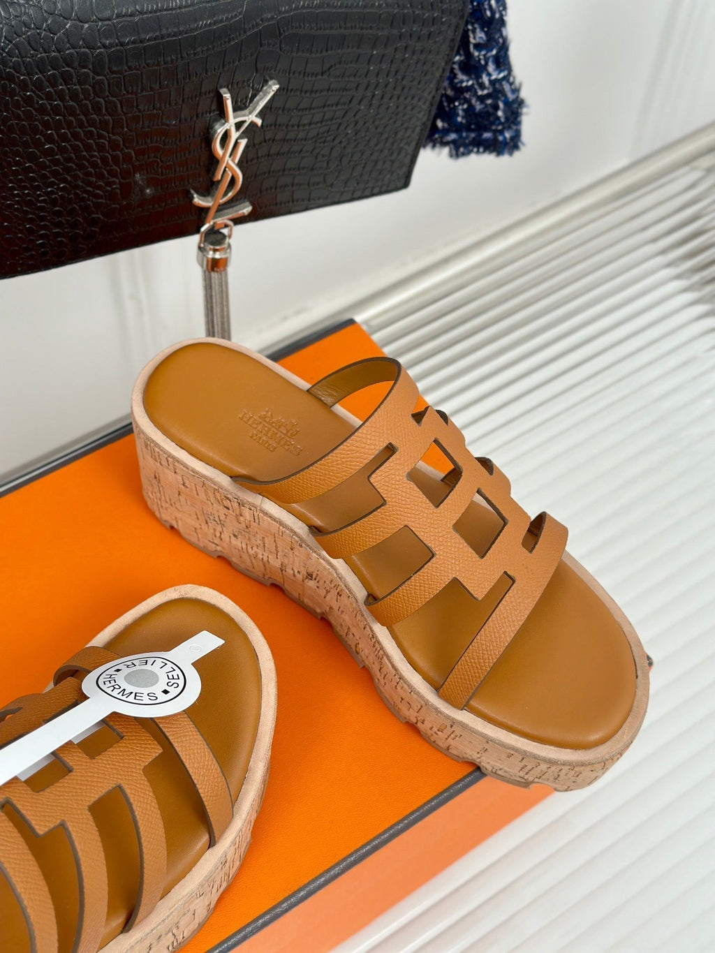 HERMES ISABELLA SANDAL BRIGHT BROWN CALFSKIN