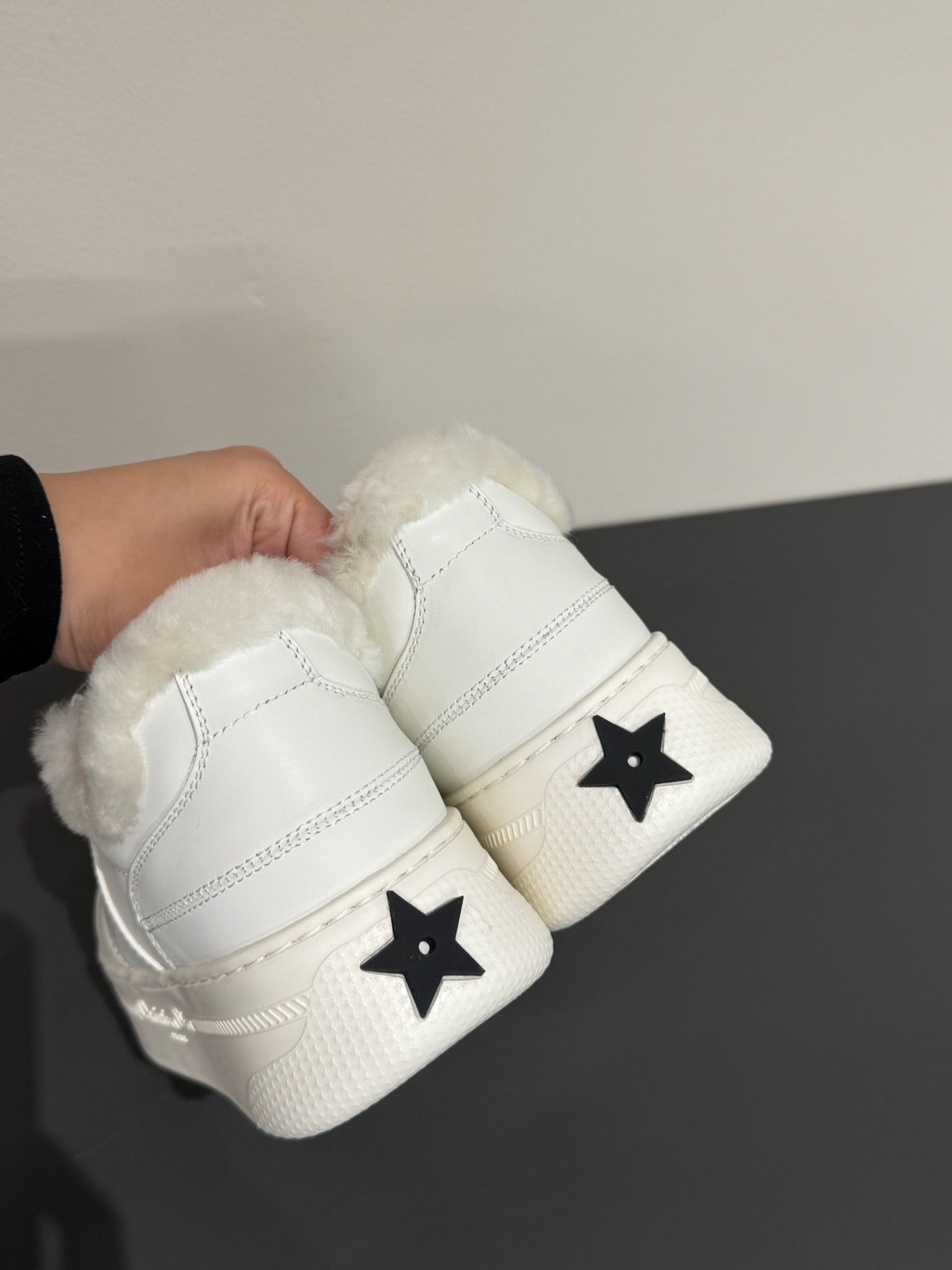 DIOR STAR SNEAKER WHITE CALFSKIN AND SUEDE CALFSKIN WITH SHEARLING LINING