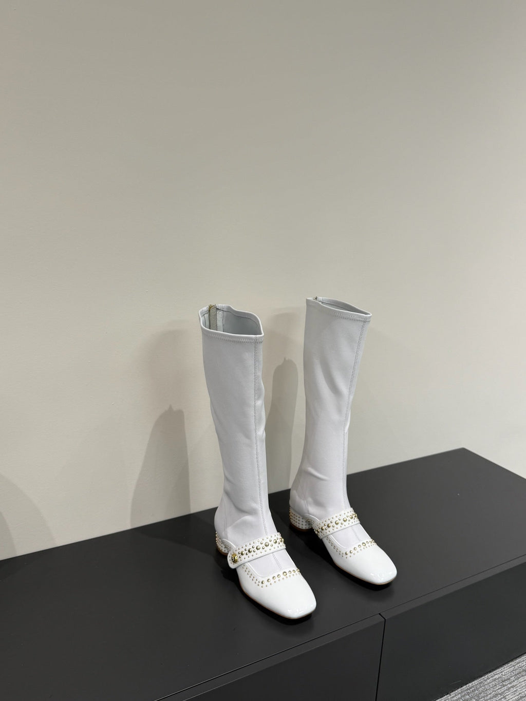 DIOR BELLE-D HEELED BOOT WHITE PATENT CALFSKIN