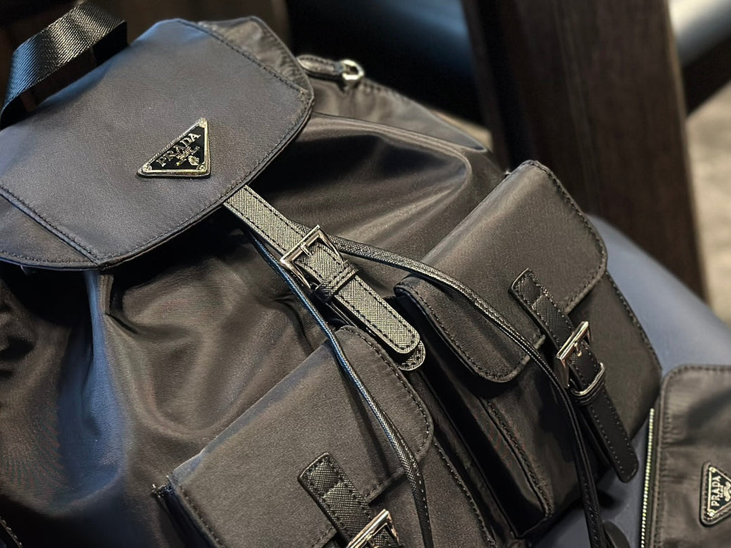 PRADA DUMA 32 BACKPACK IN BLACK RE-NYLON