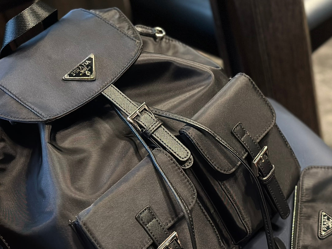 PRADA DUMA 32 BACKPACK IN BLACK RE-NYLON
