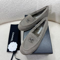 CHANEL LOAFER IN SMOKE GRAY SUEDE AND WOOL LINING