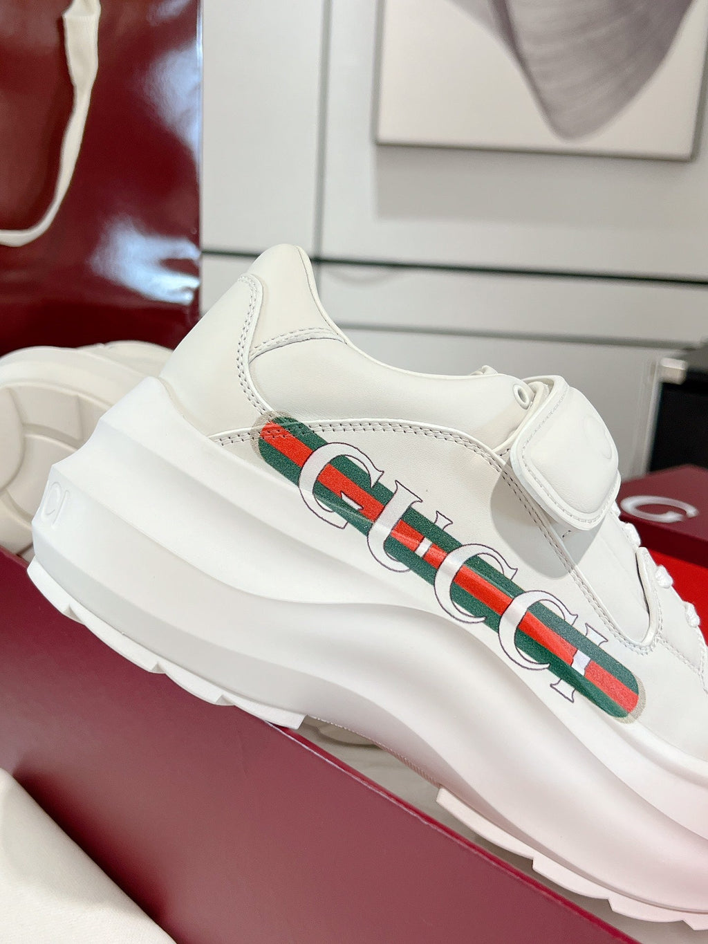 GUCCI WAVE SNEAKER IN RICE WHITE CALFSKIN
