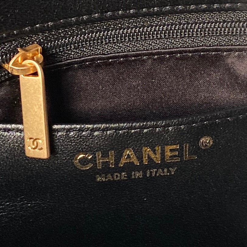CHANEL 25S FLAP BAG 45 IN BLACK LAMBSKIN WITH GOLD HARDWARE