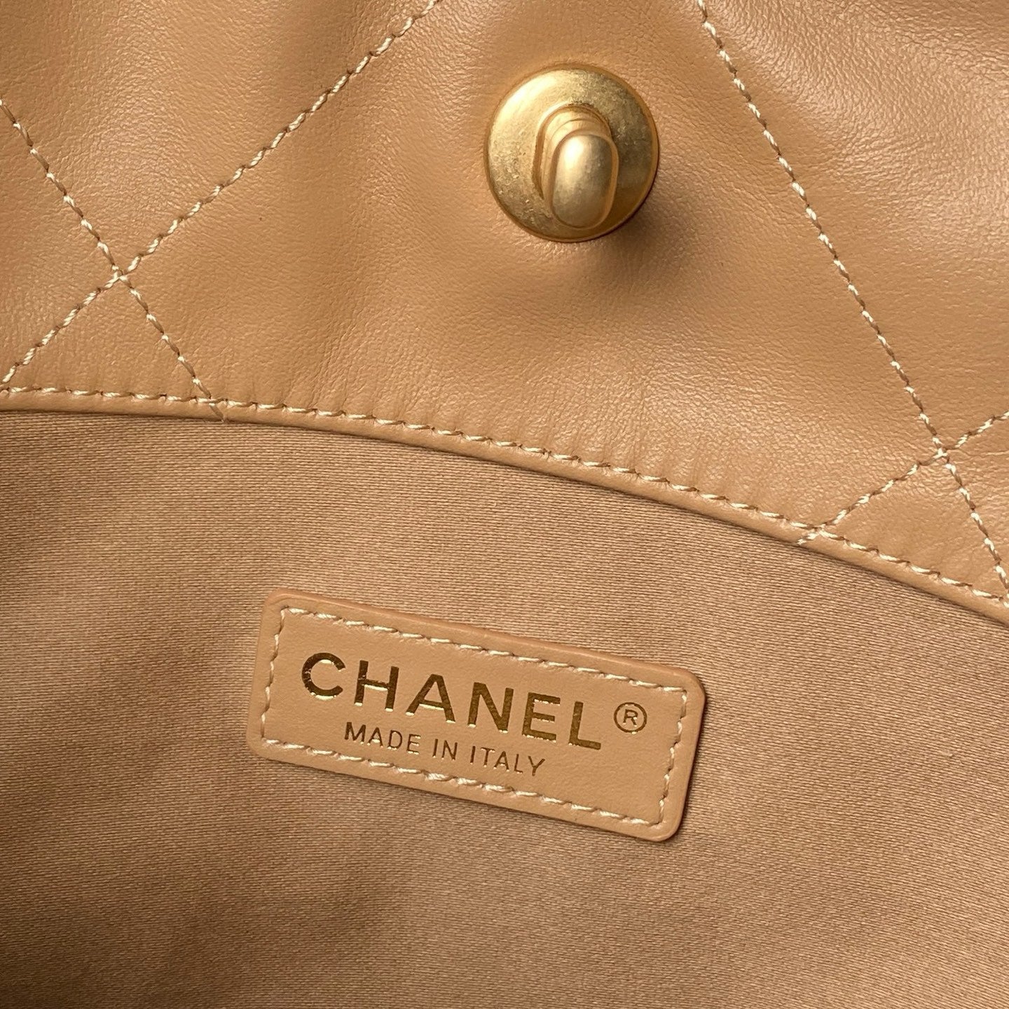 CHANEL 25S TOTE BAG 28 IN LIGHT BROWN CALFSKIN WITH GOLD HARDWARE