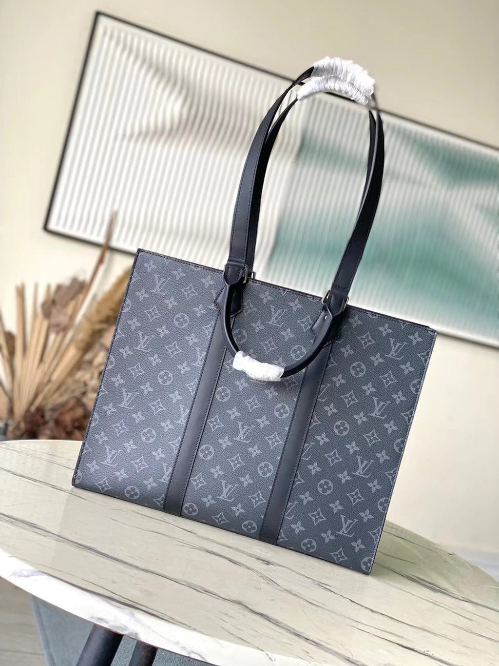 LOUIS VUITTON SAC PLAT 24H 41 IN DARK GRAY MONOGRAM ECLIPSE CANVAS