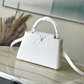 LOUIS VUITTON CAPUCINES EAST-WEST BB 27 IN WHITE TAURILLON