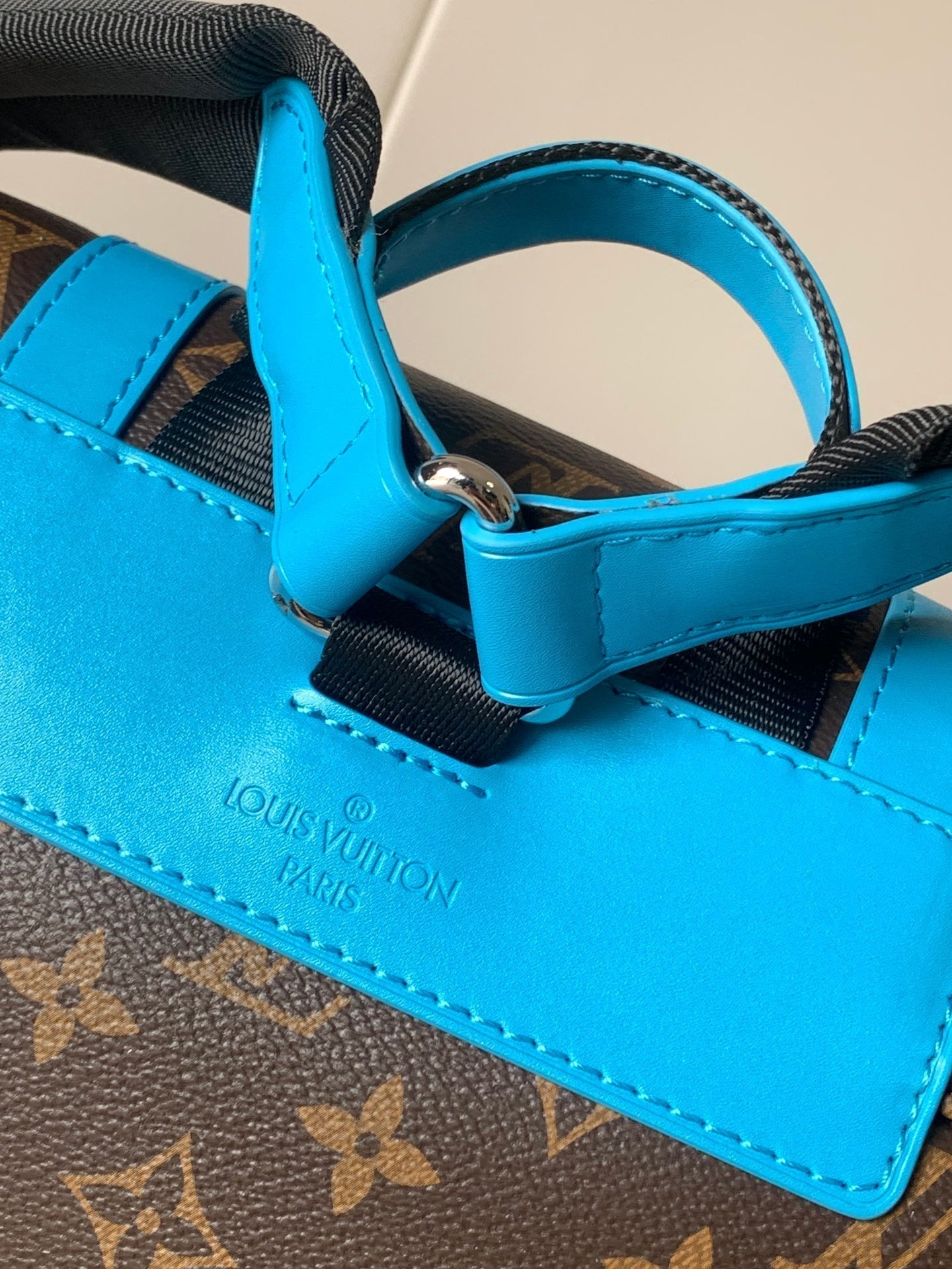 LOUIS VUITTON LV 25S CHRISTOPHER BACKPACK 48 IN BROWN AND CAPRI BLUE CANVAS MONOGRAM