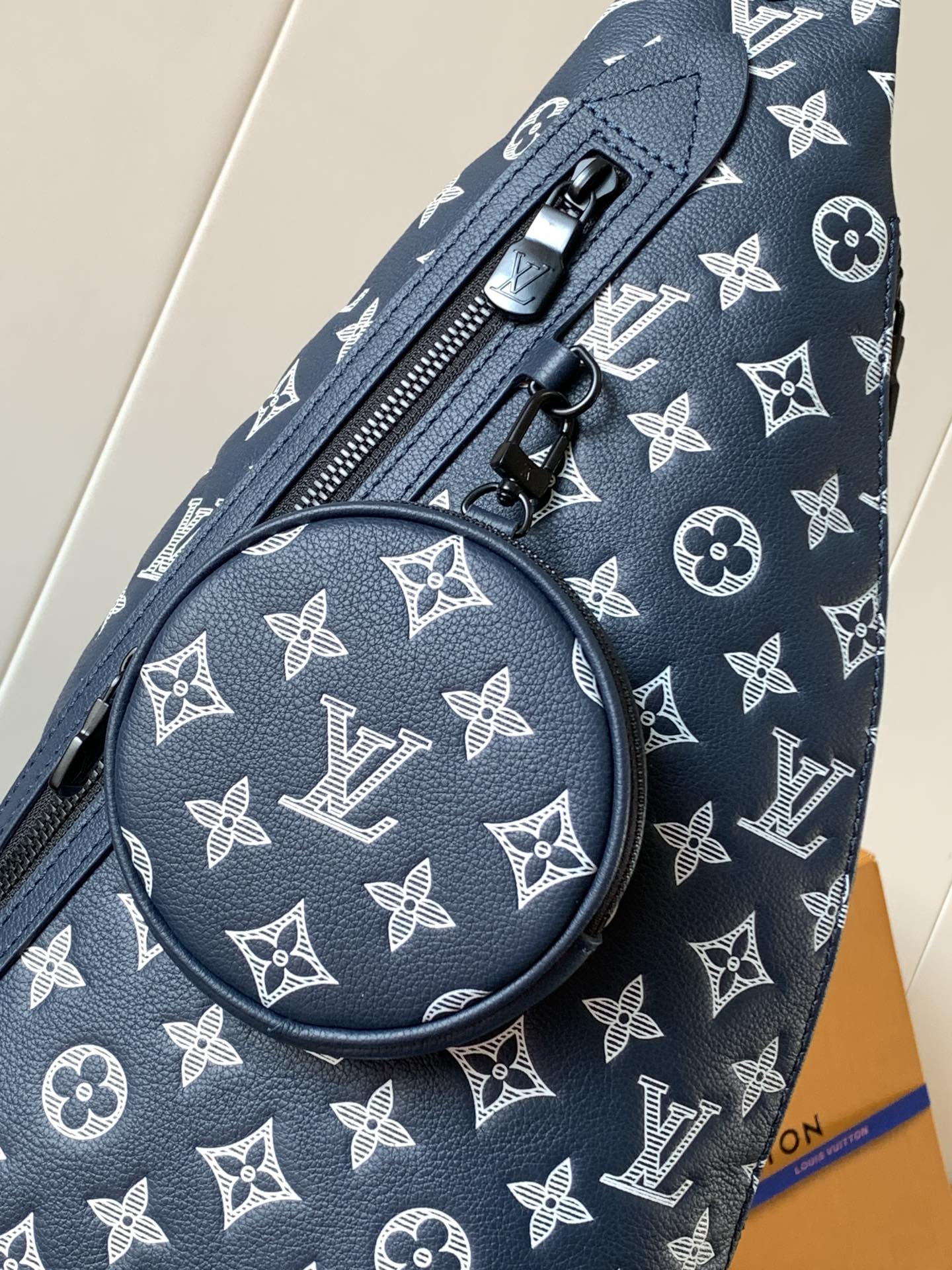 LOUIS VUITTON DUO CROSSBAG BAG 42 IN BLUE AND WHITE MONOGRAM SHADOW COWHIDE