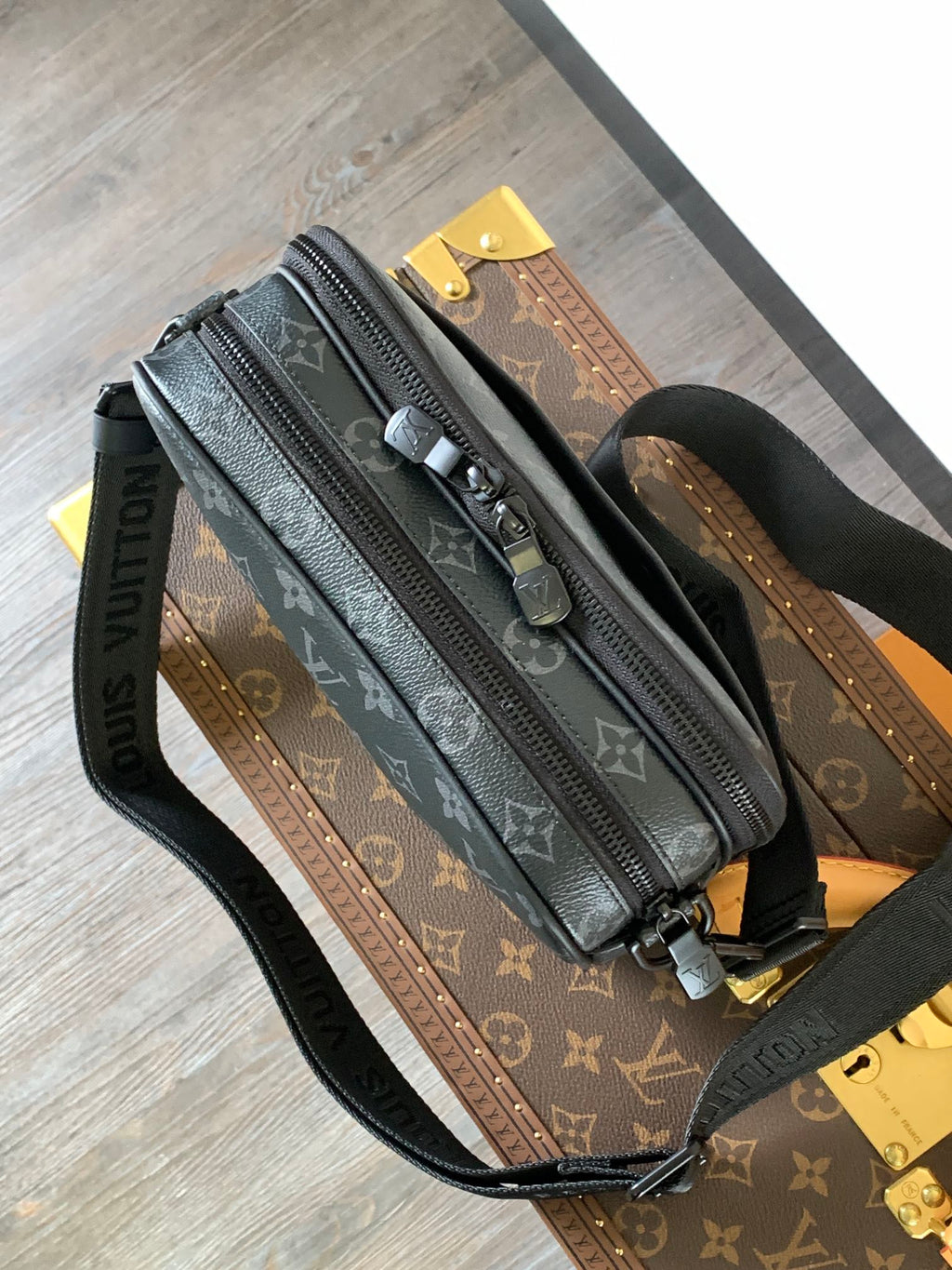 LOUIS VUITTON NANO ALPHA BAG 24 IN BLACK MONOGRAM ECLIPSE CANVAS AND COWHIDE