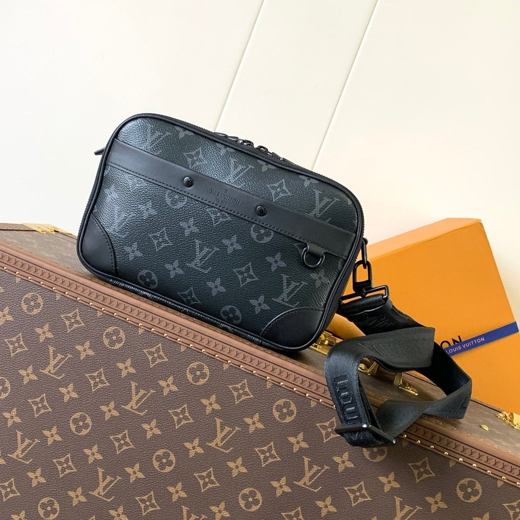 LOUIS VUITTON NANO ALPHA BAG 24 IN BLACK MONOGRAM ECLIPSE CANVAS AND COWHIDE