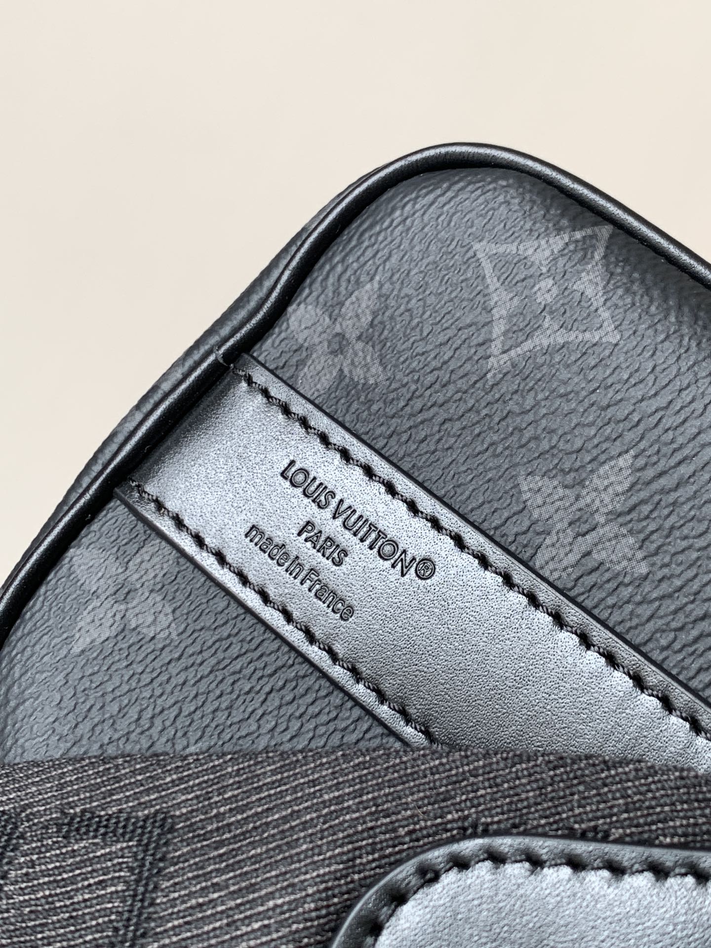LOUIS VUITTON LV 25S KEEPALL 25 WITH SHOULDER STRAP IN BLACK AQUA COATED MONOGRAM ECLIPSE CANVAS AND CALFSKIN