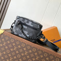 LOUIS VUITTON LV 25S MINI SOFT TRUNK BOX BAG 18 IN DAMOFLAGE BLACK CANVAS AND CALFSKIN