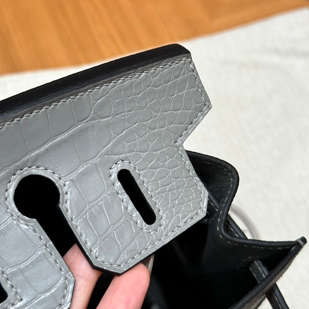HERMES BIRKIN FAUBOURG TOUCH 20 IN DOVE GRAY CALFSKIN WITH SILVER HARDWARE