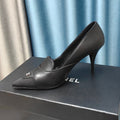 CHANEL HIGH HEELS IN BLACK SHEEPSKIN