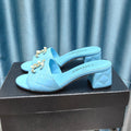 CHANEL MULE SLIDE SANDAL IN SKY BLUE LAMBSKIN
