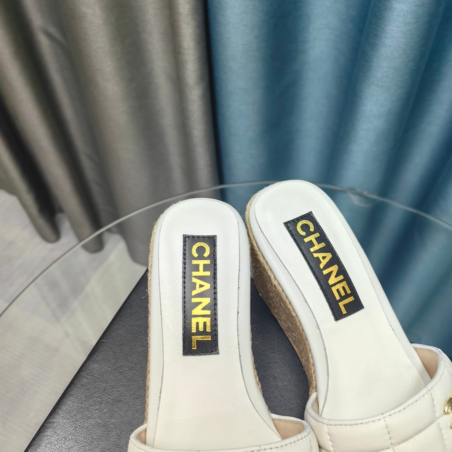 CHANEL WEDGE WHITE SHEEPSKIN
