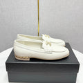 CHANEL LOAFER 25S IN WHITE LAMBSKIN WITH GOLD HARDWARE